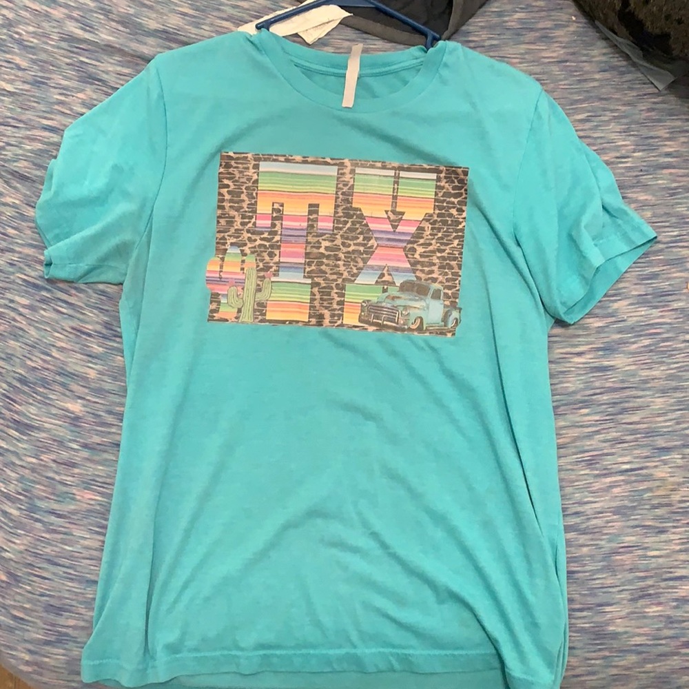 Blue cheetah print Texas top